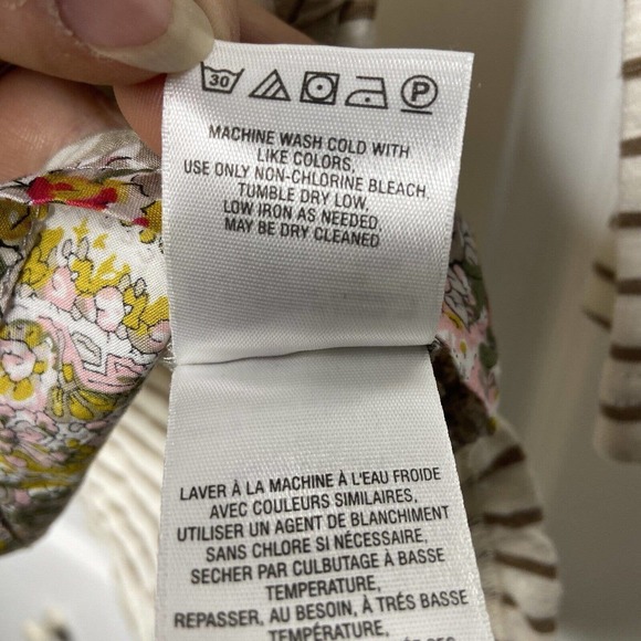 Postmark Anthropologie Mixed Print T-shirt Size XS Beige Ivory Polka Dot Stripe - Picture 8 of 11